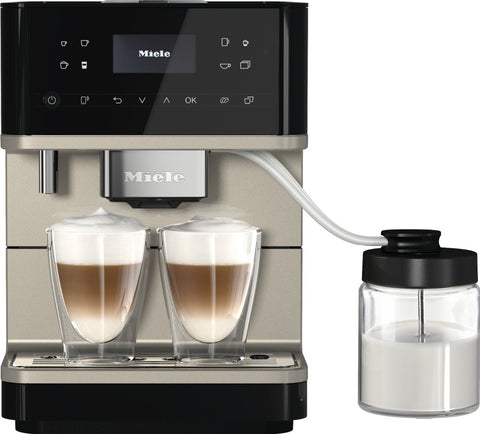 Miele CM 6360 koffiemachine obsidiaanzwart CleanSteel Metallic front