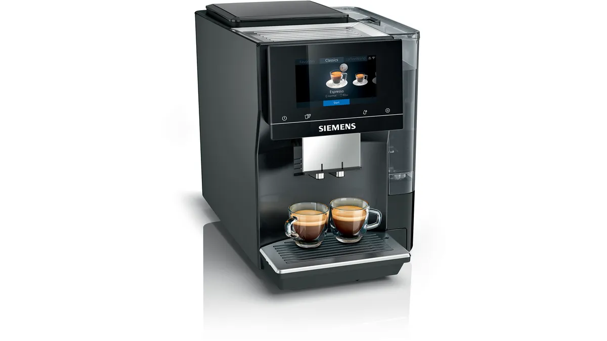 Siemens EQ.5 TE501505DE Volautomatische espressomachine, 1600 watt, stoommondstuk, zwart Siemens EQ.5 TE501505DE Volautomatische espressomachine, 1600 watt, stoommondstuk, zwart
