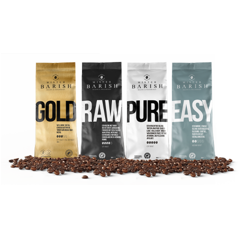 Mister Barish koffiebonen RAW, PURE, EASY en GOLD