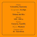 Specificaties Tolima del Rio Specialty Coffee